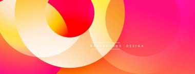 Soyut, enerjik bir arkaplan. Üst üste binen daireler dinamik değişim etkisi yaratır. Sıcak renkler kompozisyona hakim, enerji, modernlik, görsel cazibe. Yumuşak geçişler hoş bir estetik sunar.