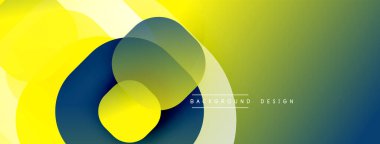 Üst üste binen daireler içeren soyut kompozisyon. Sarı, zeytin, lacivert renkler düzgün bir şekilde harmanlanır. Modern tasarım derinliği, hareketi, görsel uyumu çağrıştırıyor. Arkaplan yaratıcılığı, yeniliği öneriyor.