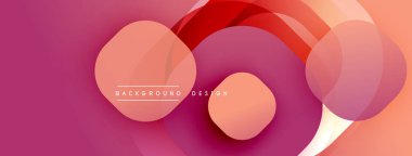 Üst üste binen daireler içeren soyut kompozisyon. Sıcak renk paleti baskın, şeftaliden mora kadar değişiyor. Modern tasarım akıcılık, derinlik ve görsel uyumu çağrıştırır..