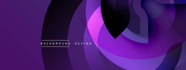 Soyut mor tasarım, üst üste binen kıvrımlı şekiller. Gradyan gölgeler dinamik görsel doku yaratır. Arka planlar, pankartlar, sunumlar için modern estetik.