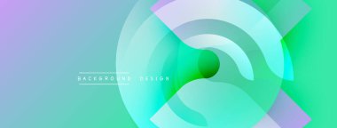 Soyut arka plan özellikleri üst üste binen dairesel şekiller. Renkler lavantadan turkuaza karışır ve dinamik görsel efekt yaratır. Dijital projeler için modern tasarım.