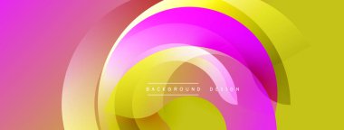 Soyut katmanlar dinamik bileşim yaratır. Pembe, sarı renkler karışıp kıvrımlı şekiller oluşturuyor. Modern tasarım enerjiyi, akıcılığı çağrıştırır. İnce gradyanlar görsel derinliği artırır.