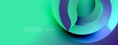 Soyut arkaplan özellikleri üst üste binen dairesel katmanlar. Mezuniyet değişimleri turkuaz, mor ve yeşil renkleri harmanlıyor. Modern tasarım akıcılık, dinamizm ve görsel ilgiyi çağrıştırıyor. Minimalist estetik.