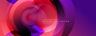 Soyut arkaplan özellikleri üst üste binen dairesel katmanlar. Canlı kırmızılar, morlar, pembeler harmanlanarak dinamik görsel efekt yaratır. Dijital projeler için modern tasarım.