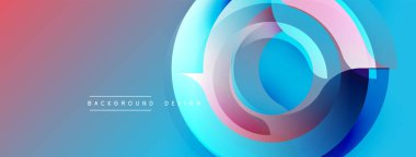Soyut tasarım, üst üste binen daireler, pembeden maviye geçiş yapan gradyanlar. Modern estetik arka planlar, sunumlar, dijital sanat için uygun. Metin elementi ile minimalist bileşim.
