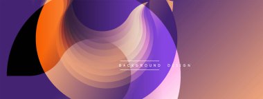 Soyut sıvı şekilleri üst üste binerek dinamik bileşim oluşturur. Sıcak turuncu, mor renkler pürüzsüz bir şekilde harmanlanır. Modern tasarım hareketi, enerjiyi, entelektüeli çağrıştırıyor. Gradyan arkaplan derinlik ekler.