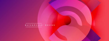 Soyut tasarım üst üste binen dairesel katmanlar içerir. Mordan pembeye, sonra da kırmızıya geçiş. Modern estetik dijital arkaplan veya sunumlar için uygundur.