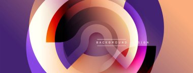 Soyut geometrik bileşim. Üst üste binen daireler dinamik girdap etkisi yaratır. Renk değişimi, turuncu, kırmızı karışımı pürüzsüz. Arka planlar için modern tasarım ögesi.