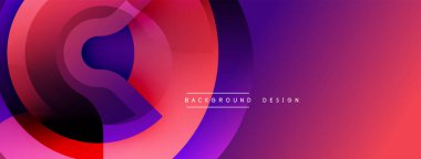 Soyut eğim arkaplanı. Üst üste binen daireler dinamik görsel efekt yaratır. Pembe, mor renkler kompozisyona hakim. Dijital projeler için modern tasarım ögesi.