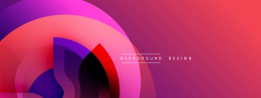 Soyut gradyan katmanlar dinamik bileşim oluşturur. Üst üste binen daireler, canlı morumsu morlar, mor renkler modern zemin oluşturur. Minimalist tasarım akıcılık ve derinlik öneriyor..