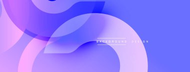 Soyut sıvı şekilleri örtüşür, parlak mavi ve mor renkler yaratır. Modern tasarım, hareket ve derinlik öneriyor. Dijital arkaplanlar ve sunumlar için minimalist estetik ideal.