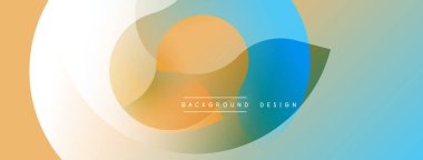 Soyut tasarım özellikleri üst üste binen şeffaf daireler. Renkler harmanlanmış bej, turuncu, mavi, yeşil yumuşak gradyanlar oluşturuyor. Özgeçmiş ve sunumlar için minimalist estetik.