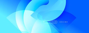 Soyut mavi arkaplan. Üstüste binen yarı saydam şekiller dinamik bileşim oluşturur. Gradyan gölgeler düzgün bir görsel deneyim sunar. Dijital projeler için modern tasarım ögesi.