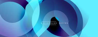 Üstüste binen şeffaf daireler içeren soyut bir kompozisyon. Mavi ve mor tonlarda, dinamik görsel efekt yaratır. Arkaplan ve sunumlar için modern tasarım ögesi.