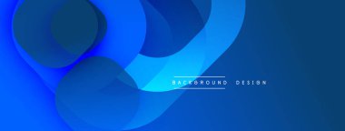 Soyut mavi arkaplan, üst üste binen daireler oluşturarak dinamik katmanlar oluşturuyor. Dereceli gölgeler derinlik sunar, modern estetik. Çeşitli uygulamalar için minimalist tasarım.