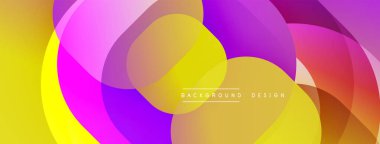 Soyut renkli arkaplan. Üst üste binen şekiller dinamik görsel efekt yaratır. Canlı renkler düzgün bir şekilde harmanlanarak modern estetik sunuyor. Dijital projeler için mükemmel.