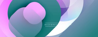 Soyut tasarım özellikleri üst üste binen şeffaf daireler. Renkler arasında deniz mavisi, lavanta, mor, beyaz. Modern estetik, pürüzsüz eğimler dinamik görsel doku yaratır. Arkaplan metni arkaplanı okur.