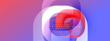 Üst üste binen yuvarlak şekilli soyut kompozisyon. Renkler mordan maviye, kırmızıya dönüşüyor. Arkaplan ve sunumlar için uygun modern tasarım ögesi.