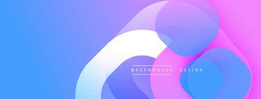 Soyut arkaplan özellikleri üst üste binen daireler, maviden mora doğru değişen gradyanlar. Metin arkaplan dizaynı odaklı minimalist tasarım. Yumuşak, akışkan şekiller dinamik görsel efekt yaratır.
