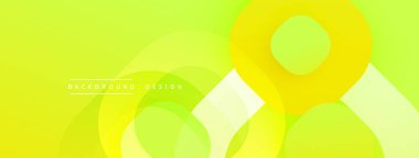 Soyut arkaplan özellikleri üst üste binen sarı, limon yeşili şekiller. Pürüzsüz gradyanlar dinamik görsel efekt yaratır. Modern tasarım dijital projeler ve sunumlar için uygundur.