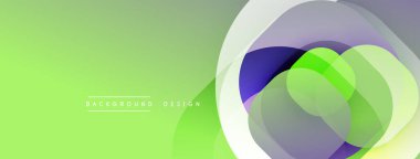 Soyut tasarım özellikleri üst üste binen şeffaf daireler. Açık yeşilden soluk sarıya geçiş. Modern estetik, temiz çizgiler, minimalist kompozisyon.
