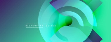 Soyut arkaplan özellikleri üst üste binen dairesel katmanlar. Renkler maviden canlı yeşile dönüşüyor. Modern tasarım akıcılığı, hareketi, derinliği çağrıştırıyor. Minimalist estetik.