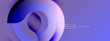 Soyut katmanlar dairesel şekiller oluşturur. Pürüzsüz görsel deneyimler sunan mor renkler kompozisyona hakim. Minimalist tasarım, sakin ve modern estetiği çağrıştırıyor.