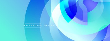Soyut mavi arkaplan. Üst üste binen daireler dinamik görsel efekt yaratır. Dereceli gölgeler derinlik sunar, modern estetik. Dijital projeler için uygun minimalist tasarım.