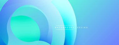 Soyut arkaplan özellikleri üst üste binen dairesel katmanlar. Renkli gölgeler turkuazdan açık maviye geçiş yumuşak görsel efekt yaratır. Dijital projeler için uygun minimalist tasarım.