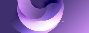 Soyut akış şekilleri dinamik mor gradyan arkaplan oluşturur. Düz kıvrımlar hareketi, derinliği gösterir. Dijital projeler için modern tasarım ögesi.