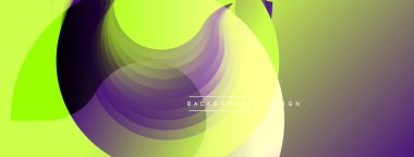 Soyut canlı katmanlar dinamik bileşim yaratır. Üst üste binen daireler sarı, mor ve yeşil renkleri harmanlıyor. Modern tasarım akıcılığı, enerjiyi, görsel ilgiyi çağrıştırıyor.