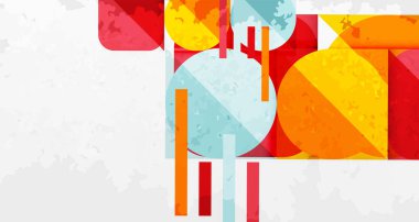 Soyut geometrik şekiller örtüşür ve canlı bir bileşim yaratır. Dokulu arka plan derinlik ve modern his ekler. Renkler sorunsuzca harmanlanır.