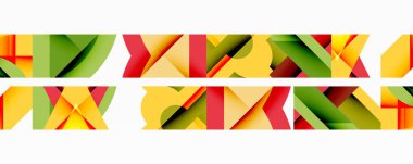 Soyut geometrik şekiller, canlı renkler, tekrarlayan desenler. Modern tasarım ögesi, temiz çizgiler, görsel doku.