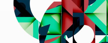 Soyut geometrik bileşim. Şekiller çakışıyor, dinamik görsel etki yaratıyor. Renkler arasında deniz mavisi, kırmızı, beyaz, deniz mavisi var. Modern tasarım.