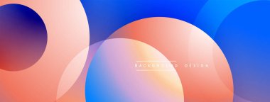 Soyut renkli çemberler çakışıyor. Gradyan gölgeler modern görsel efektler yaratır. Dijital projeler için arkaplan tasarımı.