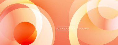 Soyut turuncu arka plan. Üst üste binen daireler dinamik, pürüzsüz eğimler yaratır. Sıcak tonlar kompozisyona hakim. Basit, modern tasarım.