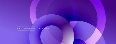 Soyut mor tasarım, üst üste binen daireler, gradyanlar. Modern estetik, arka planlar ve sunumlar için uygun. Yumuşak geçişler derinlik yaratır.