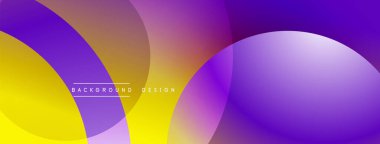 Soyut renkli şekiller çakışıyor. Gradyan renkler modern görsel efekt yaratır. Arkaplan dinamik tasarım ögeleri öneriyor.