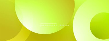 Soyut sarı arkaplan. Üst üste binen daireler modern, minimalist tasarım yaratır. Gradyan gölgeler görsel derinlik sunar.