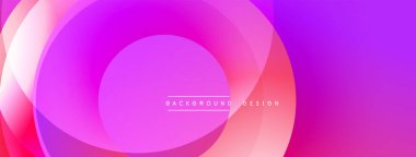 Soyut, enerjik çemberler çakışıyor. Mor, pembe, turuncu renkler modern arka plan tasarımı yaratır. Yumuşak gradyanlar görsel cazibe sunar.