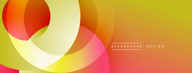 Soyut renk çakışan daireler dinamik gradyan arkaplan oluşturur. Sıcak tonlar kompozisyona hükmediyor, enerji ve akış öneriyor..