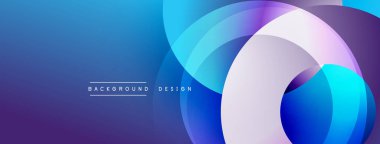 Soyut mavi tasarım. Üst üste binen daireler dinamik görsel efekt yaratır. Modern, pürüzsüz gradyanlar, rahatlatıcı estetik.