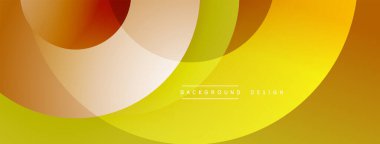 Soyut daireler üst üste binerek sıcak renk eğimleri yaratıyor. Sarılar, portakallar, kahverengiler dizaynın hakimi. Minimalist estetik, modern his.