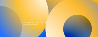 Soyut geometrik şekiller çakışıyor. Sarılar, maviler değişim etkisi yaratır. Özgeçmiş ve sunumlar için uygun minimalist tasarım.