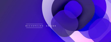 Soyut mor tasarım, üst üste binen daireler. Gradyan gölgeler derinlik yaratır, modern estetik. Minimalist bileşim, uygun arkaplan ögesi.