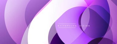 Soyut mor katmanlar akıcı tasarım yaratır. Yumuşak eğimler, üst üste binen daireler derinliği, modern estetiği akla getiriyor. Mevcut en küçük metin.