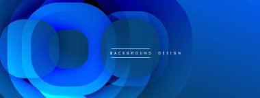 Soyut mavi katmanlar dinamik bileşim yaratır. Üst üste binen daireler derinlik ve modern estetik olduğunu gösteriyor. Minimalist tasarım, temiz sunum.