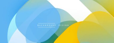 Soyut renkli çakışan daireler modern arkaplan oluşturur. Yumuşak eğimler, açık renkler, basit tasarım elementleri mevcut.