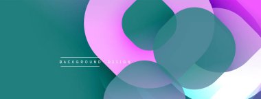 Soyut renkli çakışan daireler modern tasarım yaratır. Teal, pembe, mor renkler düzgün bir şekilde harmanlanır. Minimalist arkaplan dokusu.