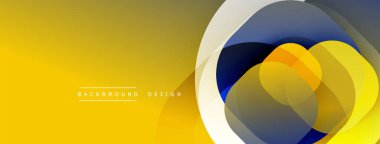 Soyut geometrik şekiller çakışıyor. Sarı, gri, donanma renkleri modern tasarım yaratır. Minimalist kompozisyon, pürüzsüz gradyanlar mevcut.